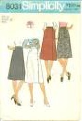 8031 SIMPLICITY 1977 FRONT WRAP SKIRT LENGTHS, BELT PATTERN 18, 20 UNCUT